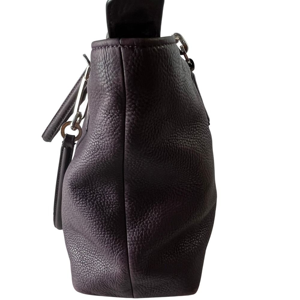Coach Madison Phoebe Tote Pebbled Leather Plum Shoulder Bag Slouchy Zip Top - Picture 11 of 15